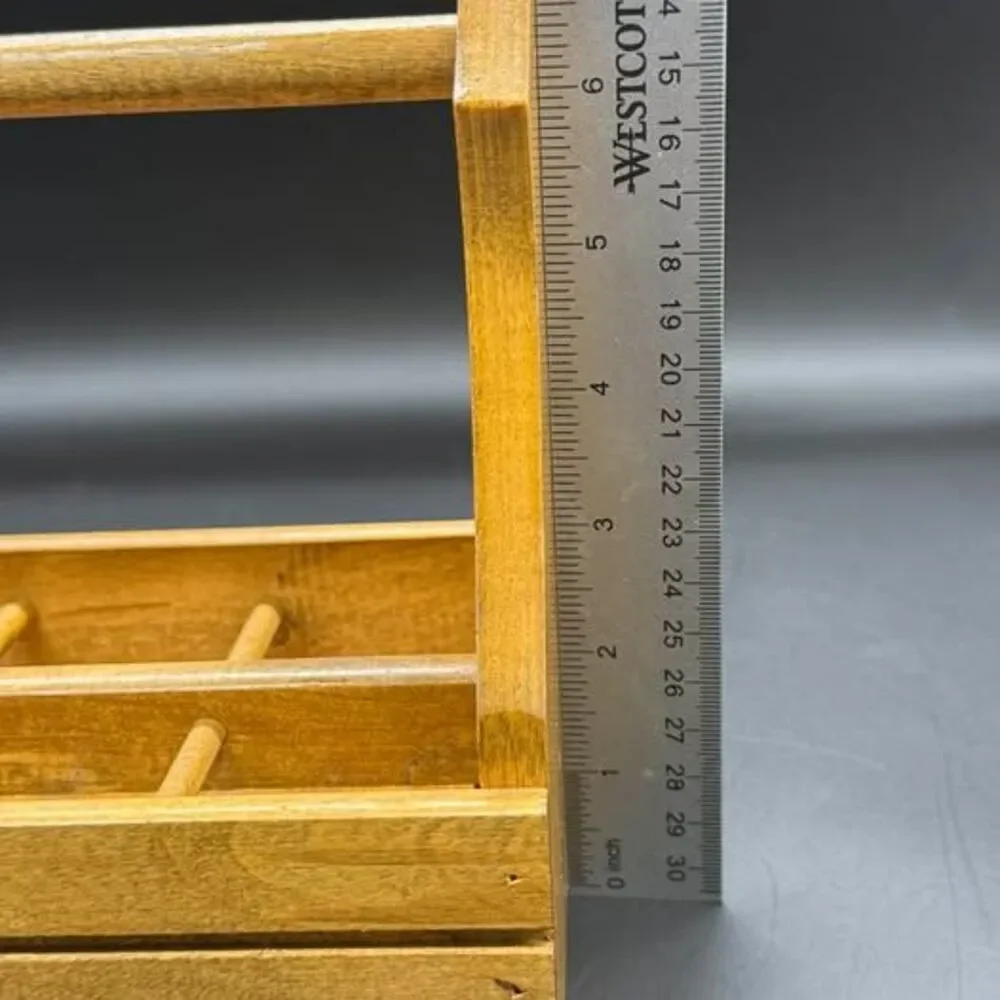 Vintage Wooden 6-Compartment Bottle Caddy